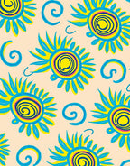 Sunny Spiral Funky Floral Pattern Rug