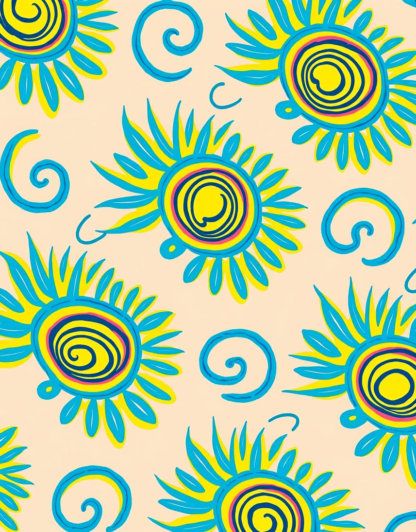 Sunny Spiral Funky Floral Pattern Rug