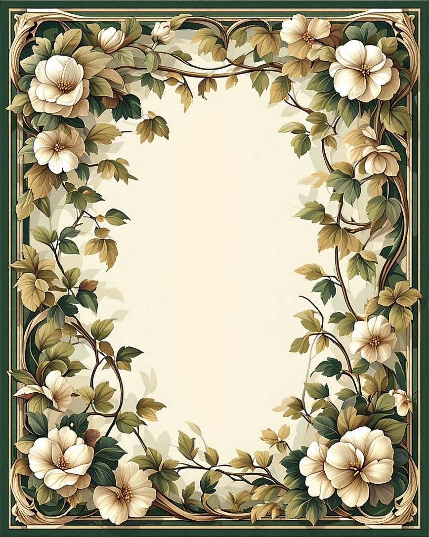 Elegant Floral Vintage Leaf Art Rug