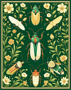 Vintage Insects Floral Botanical Pattern Rug