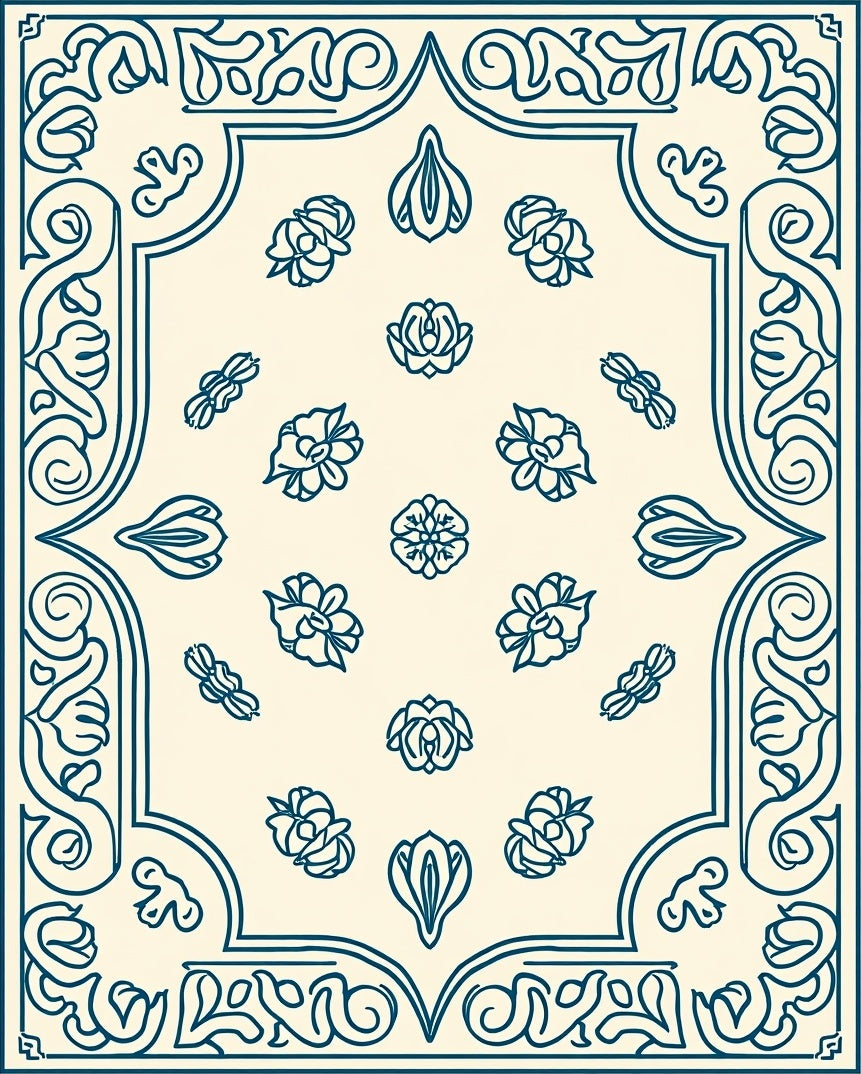 Ornate Floral All-Over Pattern Rug