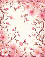 Soft Pink Floral Scroll Pattern Rug