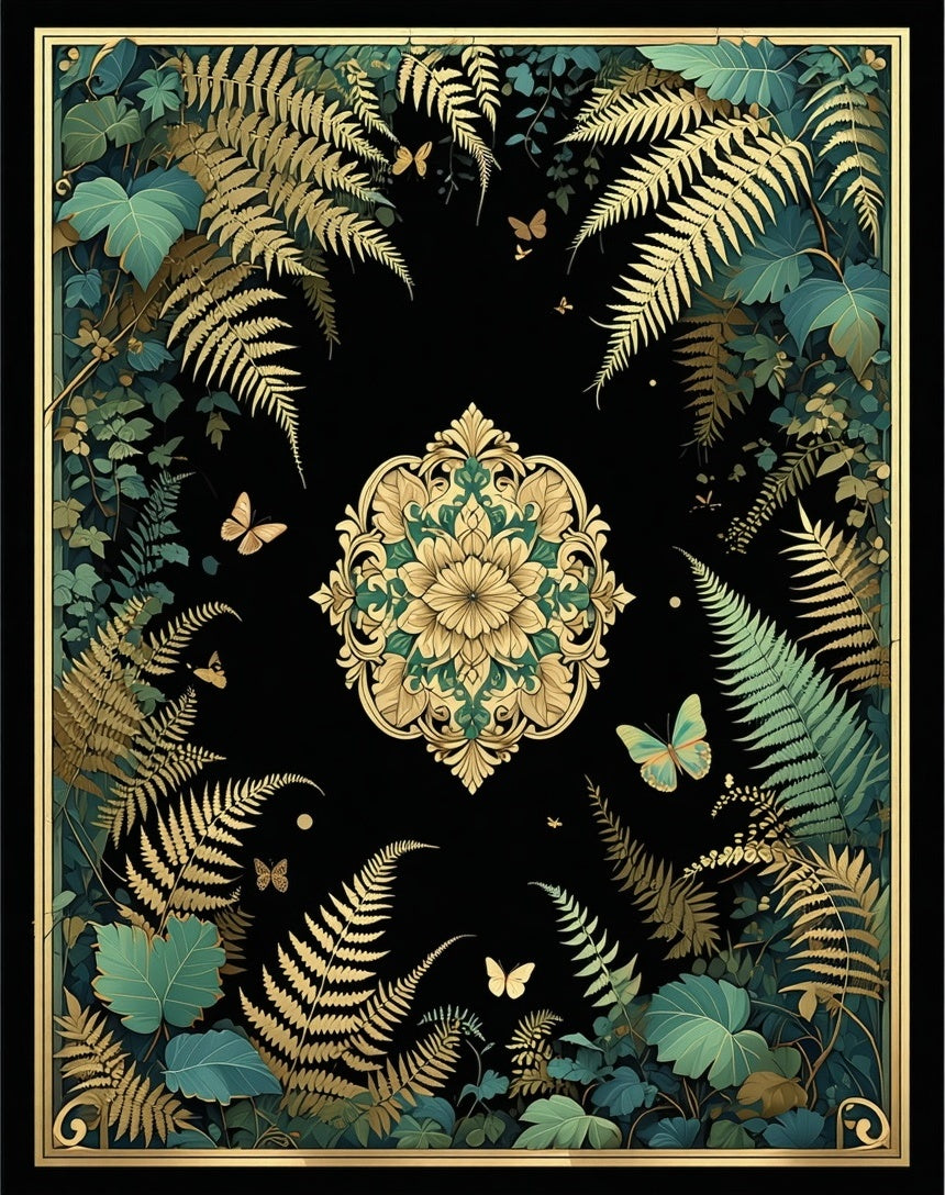 Lush Fern Butterfly Mandalat Rug