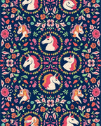 Whimsical Unicorn Floral Pattern Design Rug