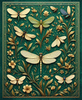 Emerald Dragonflies Floral Art Rug