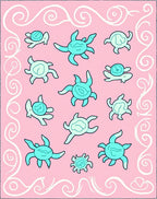 Pink Turtle Swirl Pattern Design Rug