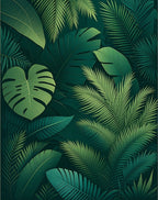 Tropical Green Leaf Pattern Rug