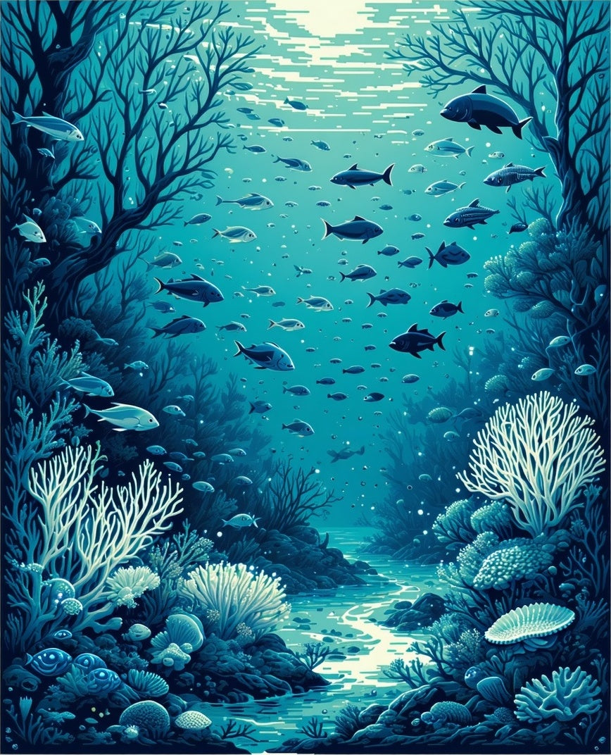 Abyssal Ocean Life Scene Rug