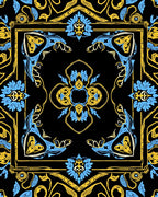 Ornate Floral Swirls And Lines Rug