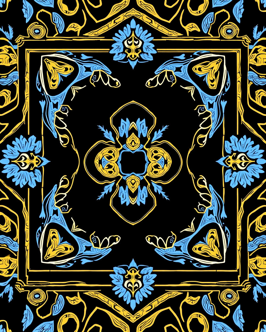 Ornate Floral Swirls And Lines Rug