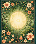 Art Nouveau Floral Sunburst Patterned Rug