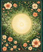 Art Nouveau Floral Sunburst Patterned Rug