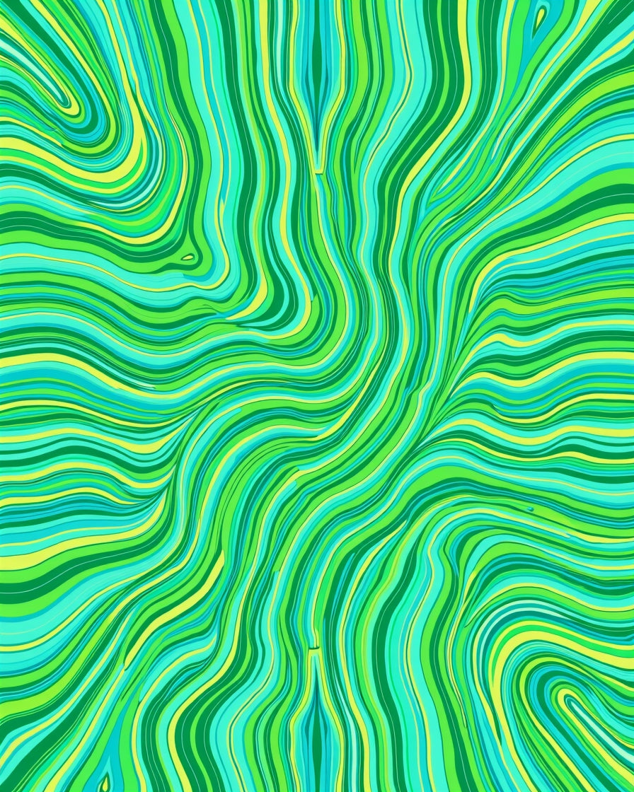 Green Yellow Swirl Pattern Rug