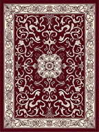 Ornate Floral Swirls and Border Design Rug