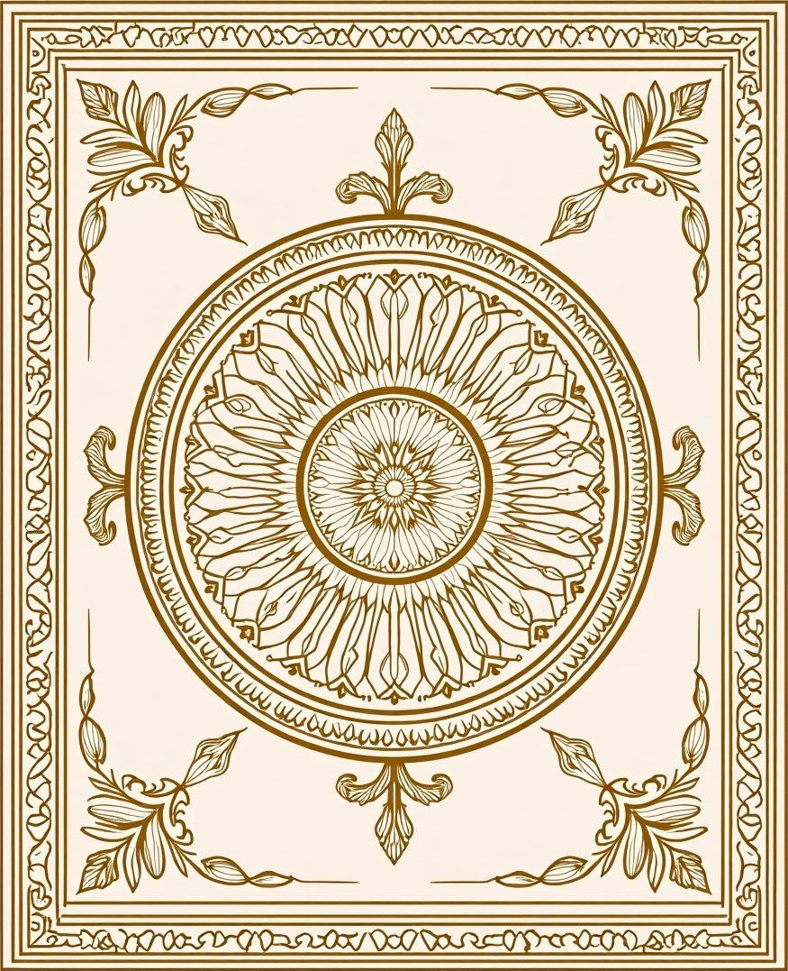 Grand Floral Mandala Decorative Border Rug