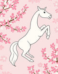 Graceful Horse and Cherry Blossom Design Rug