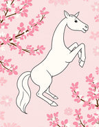 Graceful Horse and Cherry Blossom Design Rug