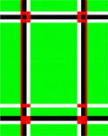 Bold Green Red Black Grid Pattern Rug
