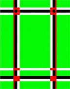 Bold Green Red Black Grid Pattern Rug