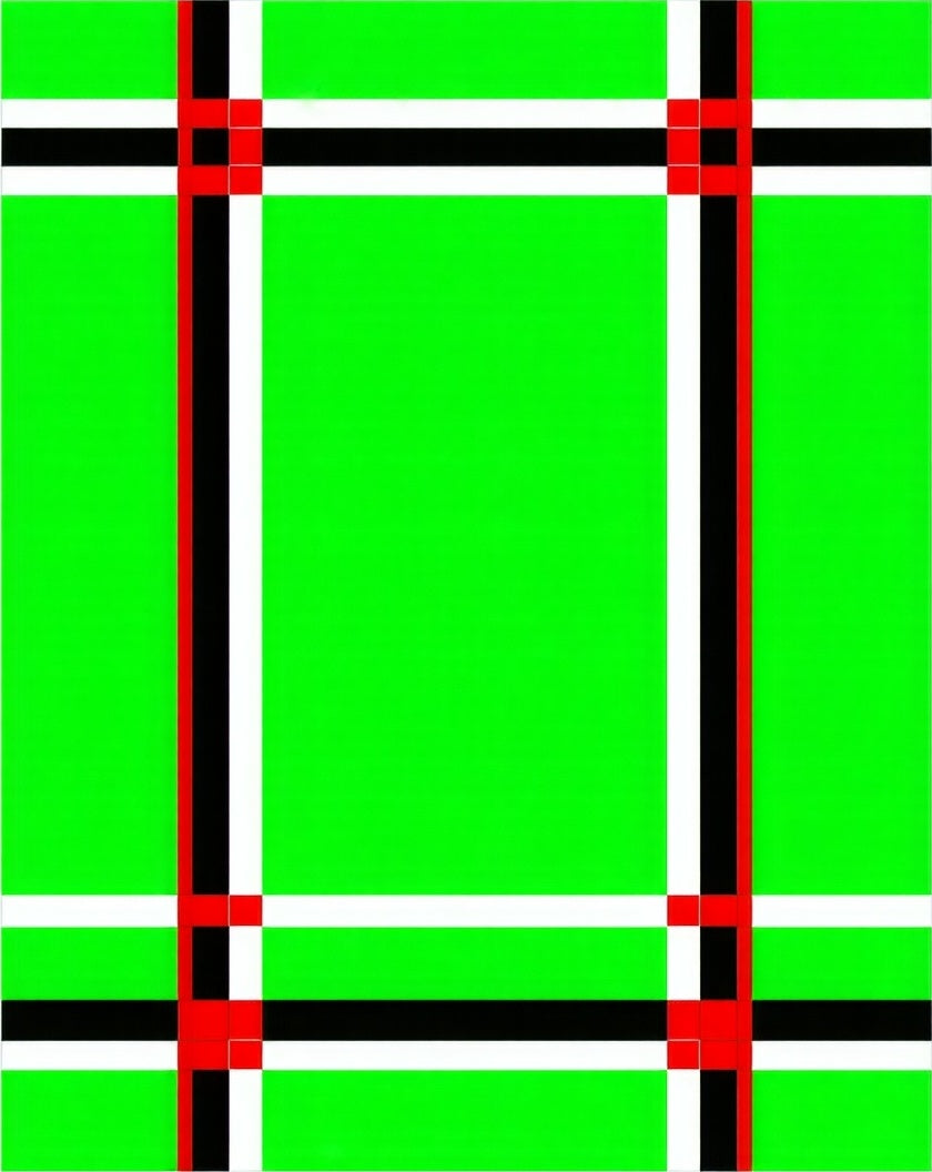 Bold Green Red Black Grid Pattern Rug