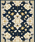 Midnight Floral Gold Intricate Rug