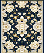 Midnight Floral Gold Intricate Rug