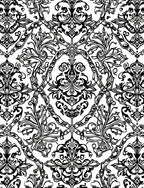 Black White Classic Floral Damask Rug