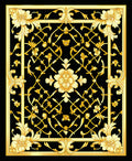 Elaborate Golden Floral Lattice Pattern Rug