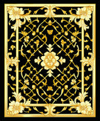 Elaborate Golden Floral Lattice Pattern Rug
