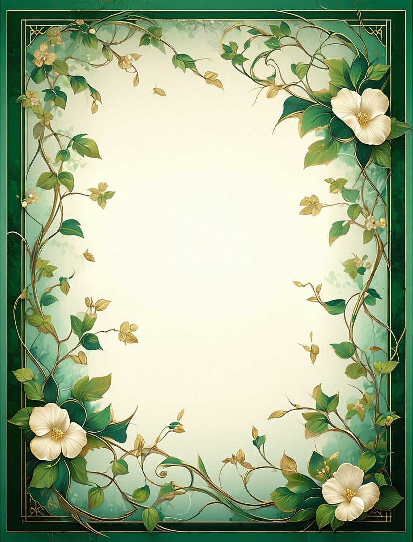 Elegant Green Floral Vines Rug