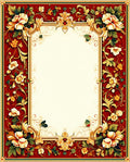 Ornate Red Gold Floral Pattern Rug