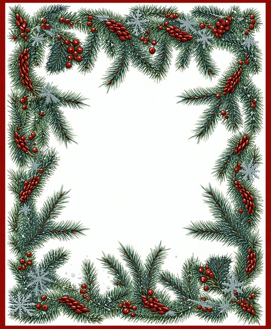 Festive Evergreen Pinecone Berry Swag Rug