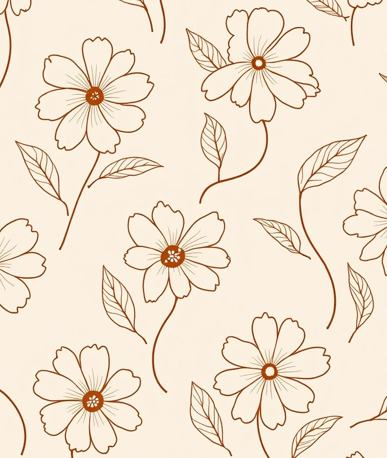 Minimalist Floral Outline Pattern Rug