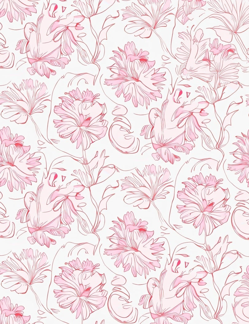 Delicate Pink Floral Whimsical Design Rug