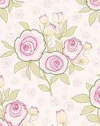 Pastel Pink Floral Sketch Pattern Rug