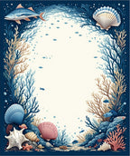 Oceanic Life With Seashells Fish Design Rug