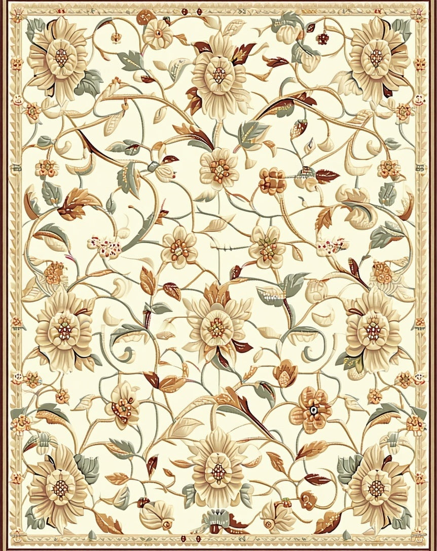 Intricate Floral Vine Pattern Rug