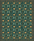 Teal Floral Art Nouveau Repeating Pattern Rug