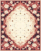 Vintage Floral Medallion Starburst Rug