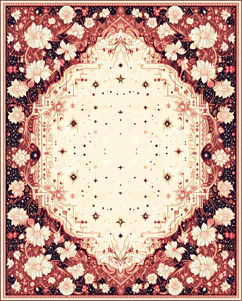 Vintage Floral Medallion Starburst Rug
