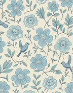 Blue Birds and Floral Pattern Design Rug