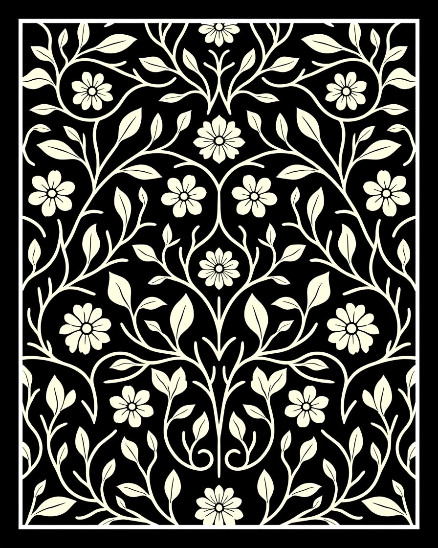Cream Floral Branch Pattern Rug