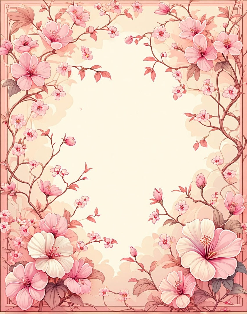 Pink Floral Branches Vintage Romantic Rug