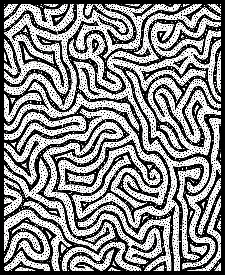 Black And White Maze Pattern Rug
