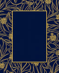 Navy Golden Floral Outline Pattern Rug