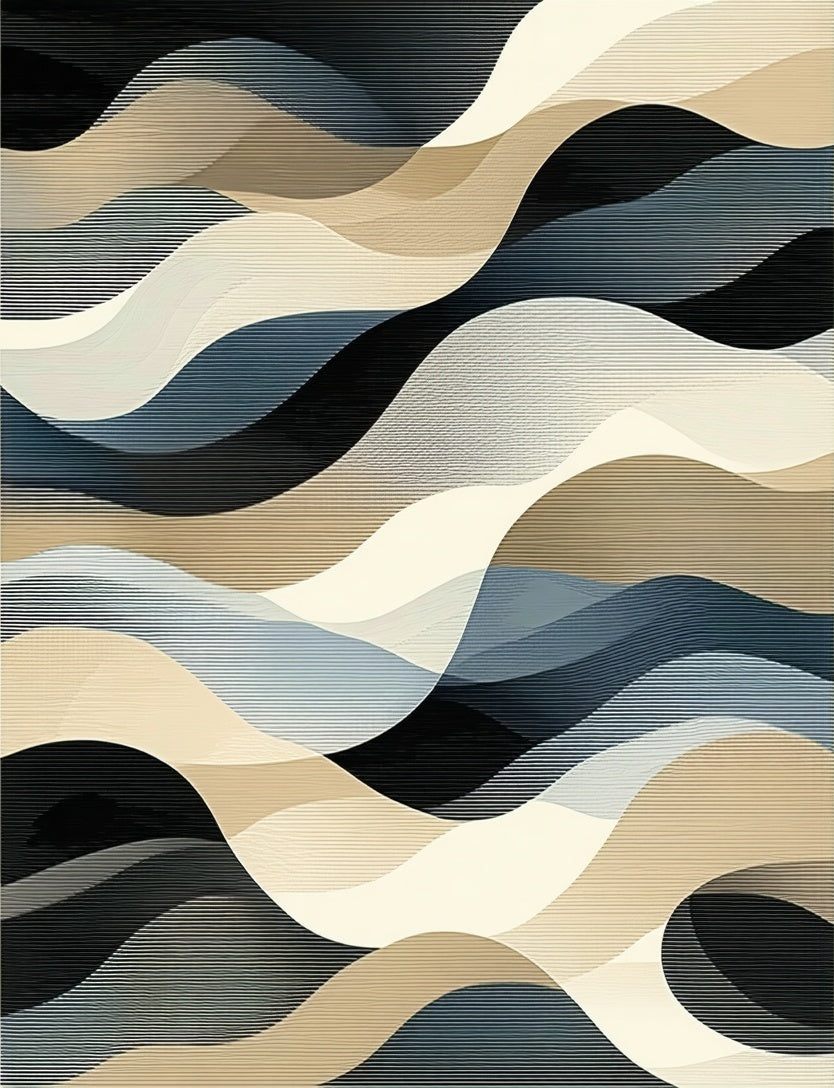 Abstract Wavy Gradient Texture Rug