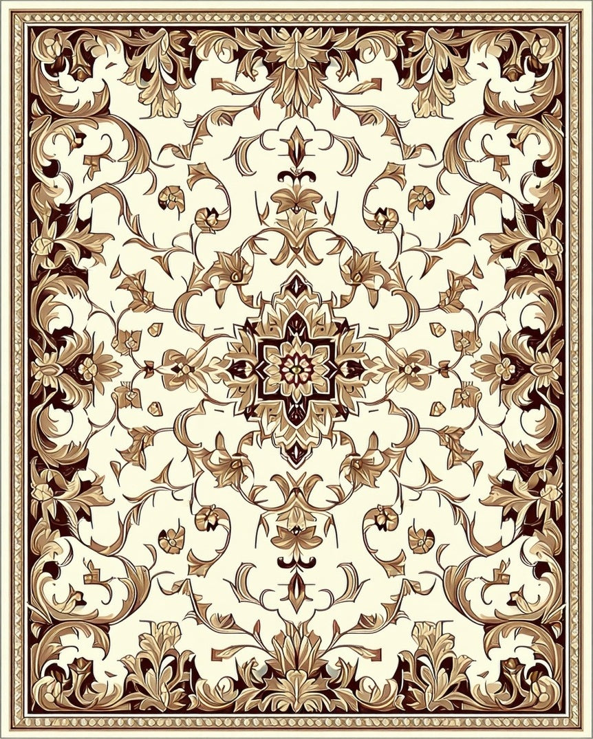 Elegant Floral Central Medallion Rug
