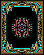 Exotic Floral Frame Mandala Design Rug