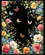 Vibrant Floral and Butterfly Pattern Rug