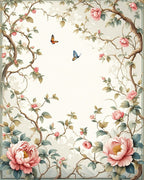 Floral Branches Butterflies Garden Design Rug